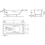 Roca Haiti 鑄鐵浴缸 A23325000R (附把手)